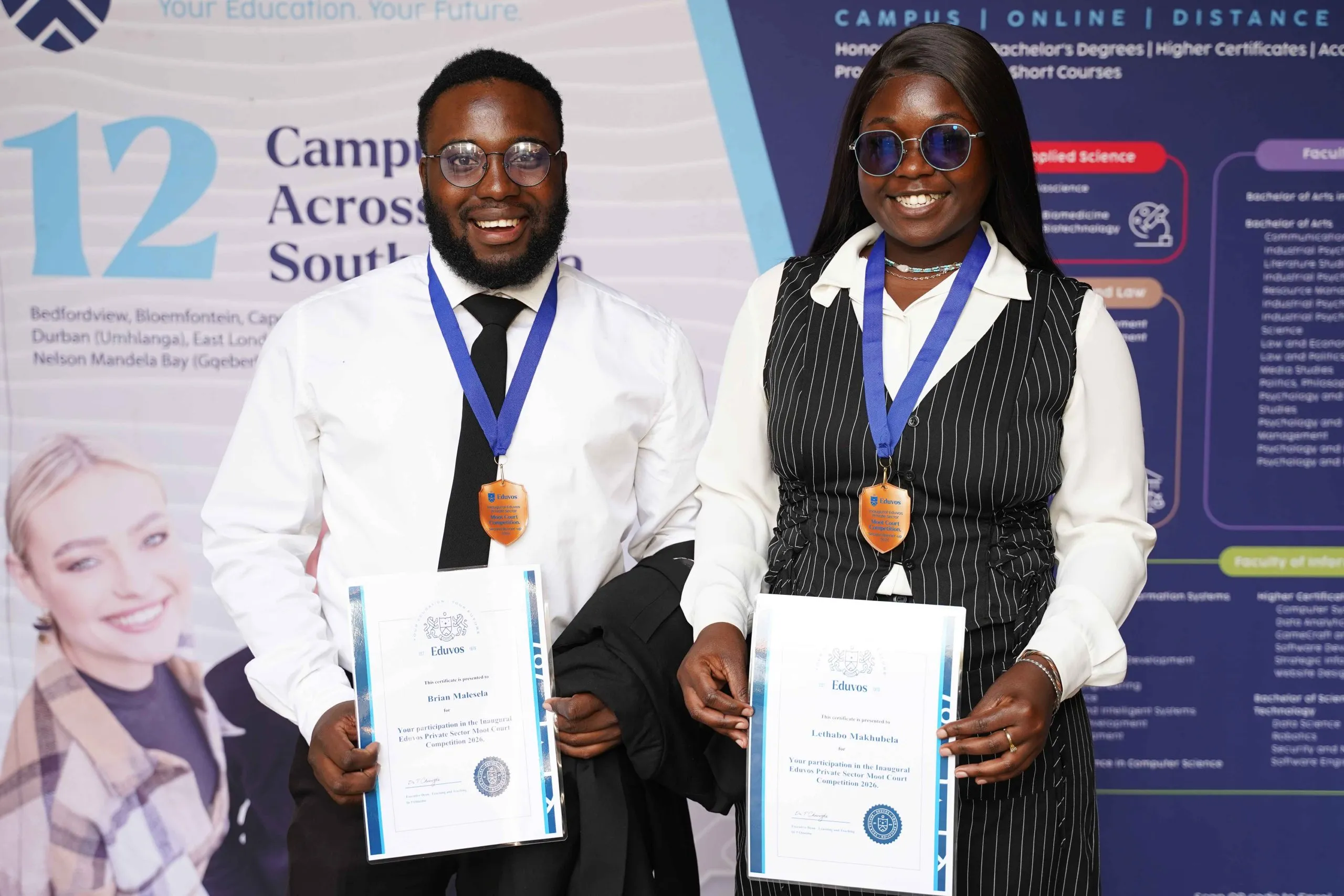 Boston City Campus law students Lethabo Makhubela and Brian Malesela at the 2026 Private Sector Moot Court Competition